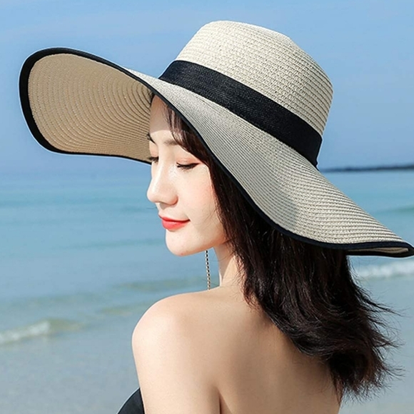 Women's Wide hat Brim Sun Protection Straw Hat cap